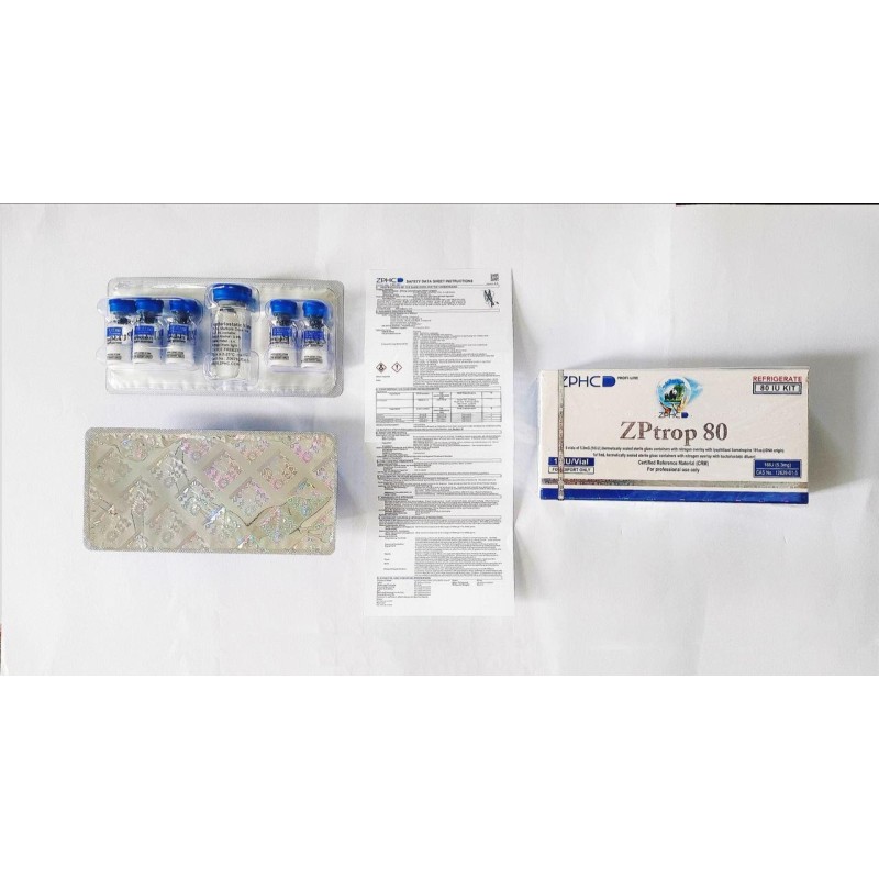 Buy ZPtropin (HGH) 5 vials 16IU/vial 80iu kit + 12ml BacWater